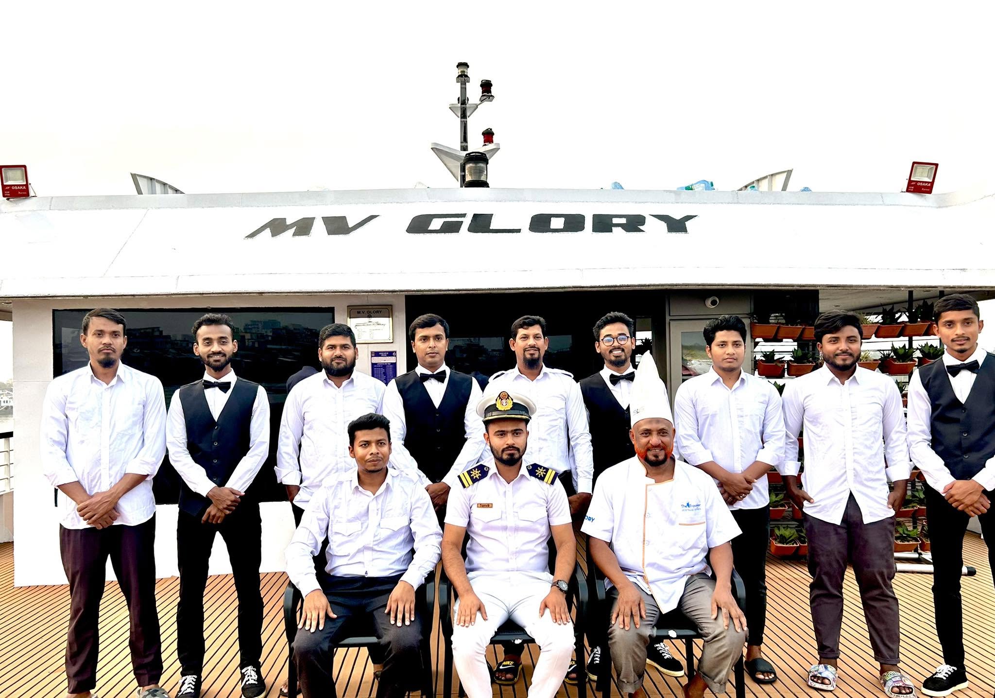 MV Glory group photo session on ship